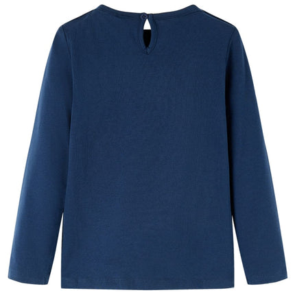 Langærmet T-shirt til børn str. 92 marineblå