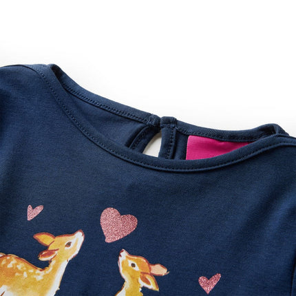 Langærmet T-shirt til børn str. 116 marineblå