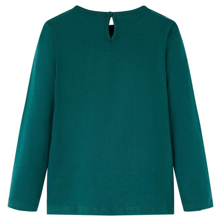 Langærmet T-shirt til børn str. 116 mørkegrøn