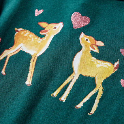 Langærmet T-shirt til børn str. 140 mørkegrøn