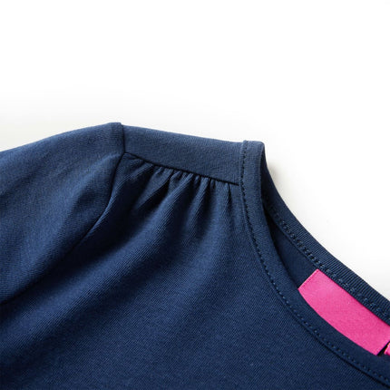 Langærmet T-shirt til børn str. 92 marineblå