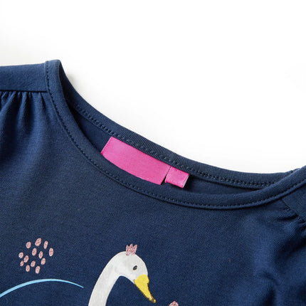 Langærmet T-shirt til børn str. 128 marineblå