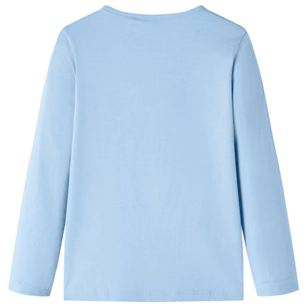 Langærmet T-shirt til børn str. 140 lyseblå