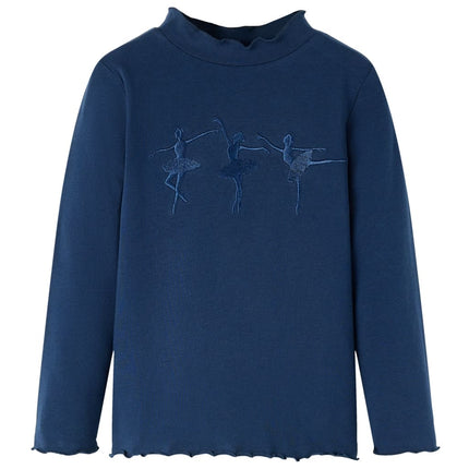 Langærmet T-shirt til børn str. 116 marineblå