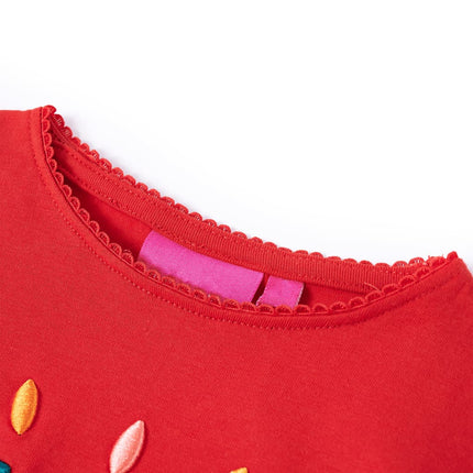Langærmet T-shirt til børn str. 104 rød