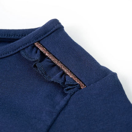 Langærmet T-shirt til børn str. 128 marineblå