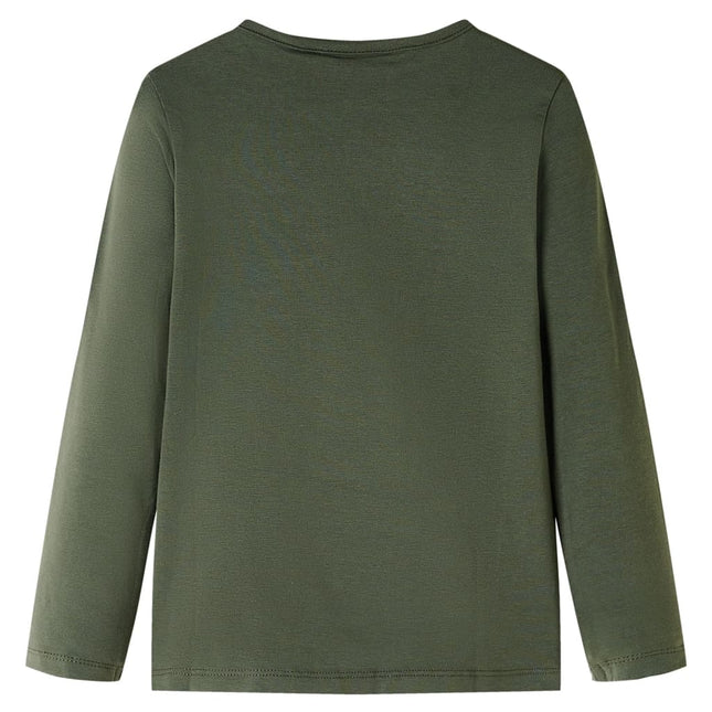 Langærmet T-shirt til børn str. 128 kakifarvet