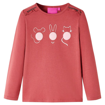 Langærmet T-shirt til børn str. 116 rød
