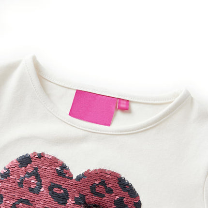 Langærmet T-shirt til børn str. 104 ecrufarvet