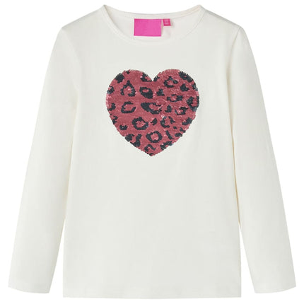 Langærmet T-shirt til børn str. 116 ecrufarvet