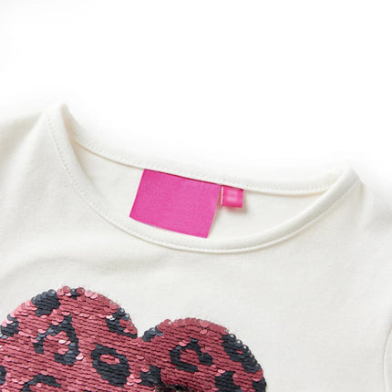 Langærmet T-shirt til børn str. 116 ecrufarvet