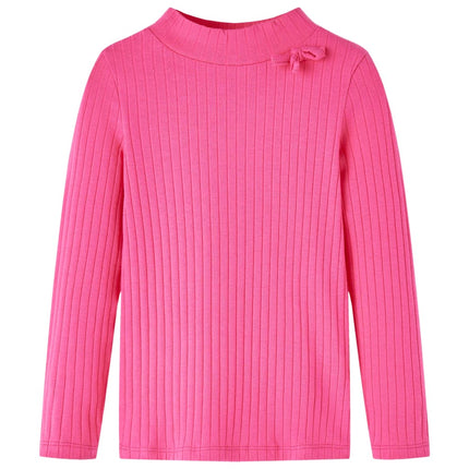 Langærmet T-shirt til børn str. 92 ribstrikket lyserød