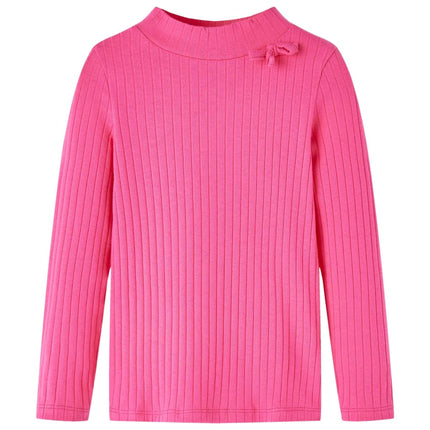 Langærmet T-shirt til børn str. 116 ribstrikket lyserød