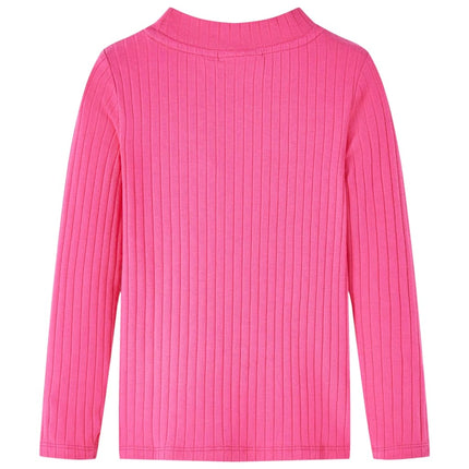 Langærmet T-shirt til børn str. 116 ribstrikket lyserød