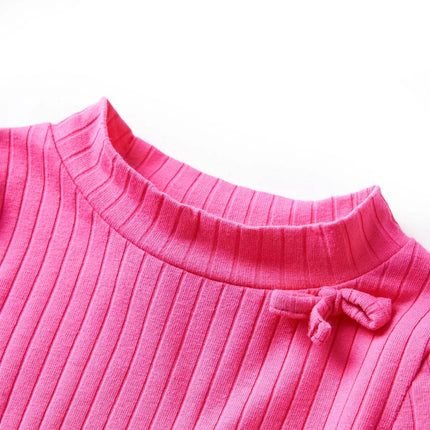 Langærmet T-shirt til børn str. 116 ribstrikket lyserød