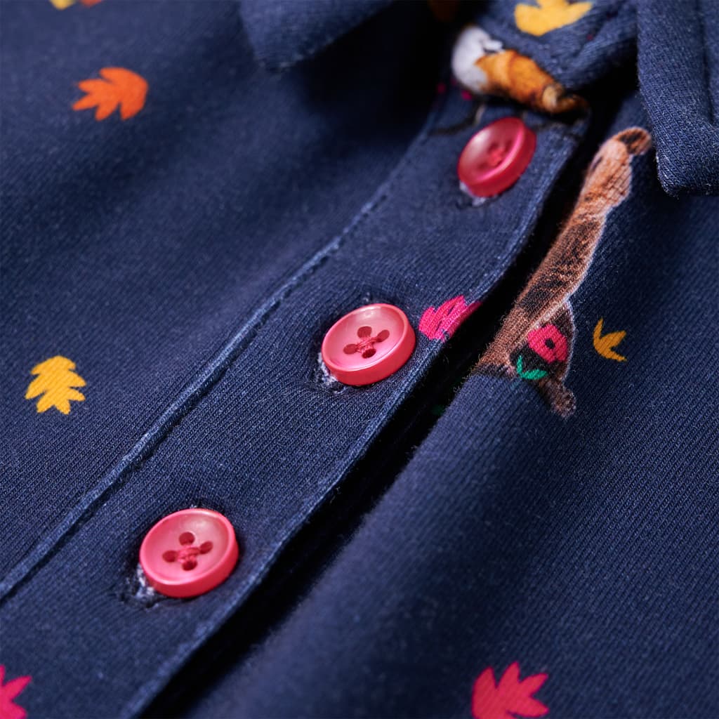 Langærmet kjole til børn str. 92 med snøre marineblå