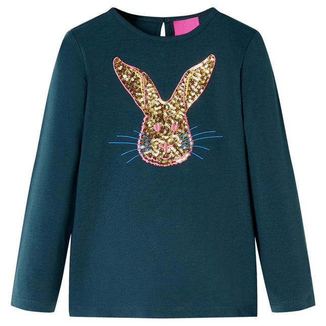Langærmet T-shirt til børn str. 128 mørkegrøn