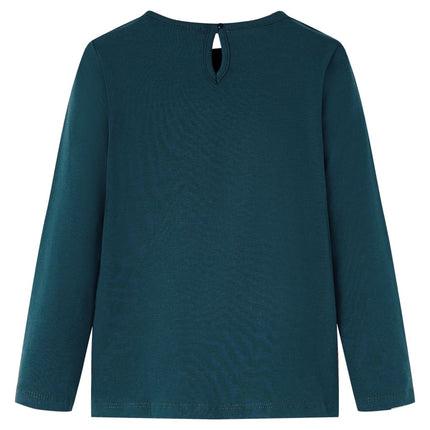Langærmet T-shirt til børn str. 128 mørkegrøn