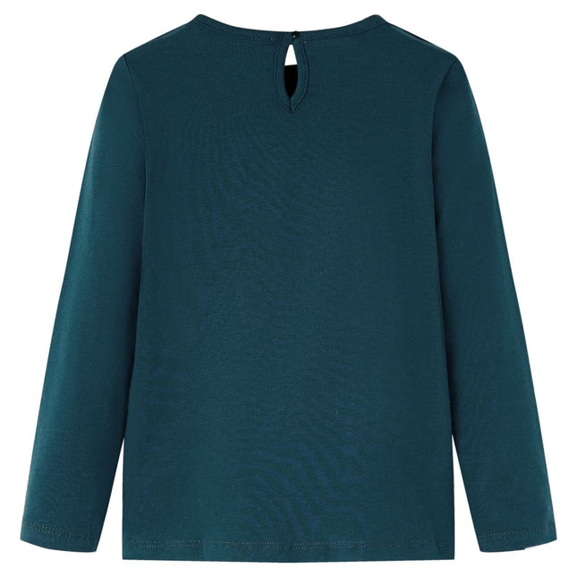 Langærmet T-shirt til børn str. 128 mørkegrøn