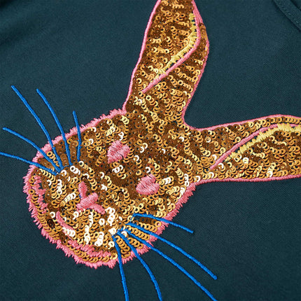Langærmet T-shirt til børn str. 128 mørkegrøn