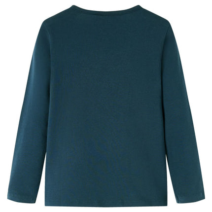 Langærmet T-shirt til børn str. 116 mørkegrøn