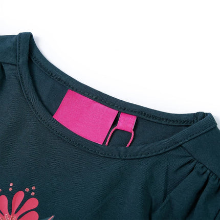 Langærmet T-shirt til børn str. 116 mørkegrøn