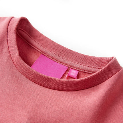 Sweatshirt til børn str. 128 farveblok lyserød og henna