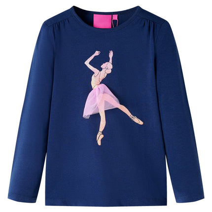 Langærmet T-shirt til børn str. 104 marineblå