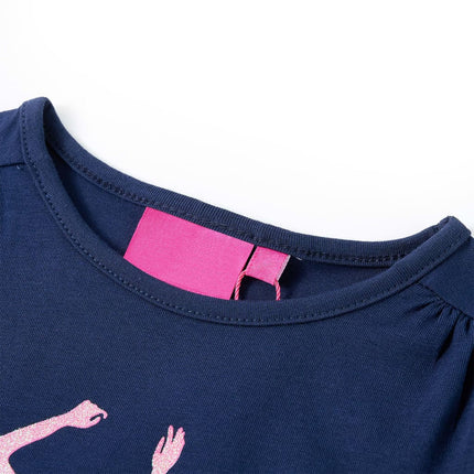 Langærmet T-shirt til børn str. 104 marineblå