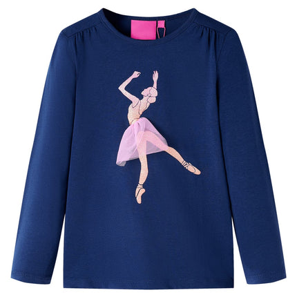 Langærmet T-shirt til børn str. 128 marineblå