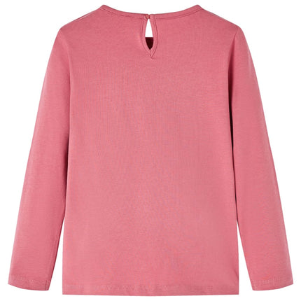 Langærmet T-shirt til børn str. 128 gammelrosa