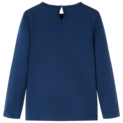 Langærmet T-shirt til børn str. 104 marineblå