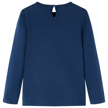 Langærmet T-shirt til børn str. 116 marineblå