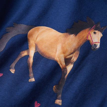 Langærmet T-shirt til børn str. 116 marineblå