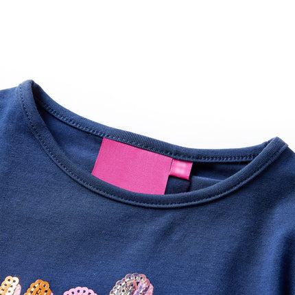 Langærmet T-shirt til børn str. 104 marineblå