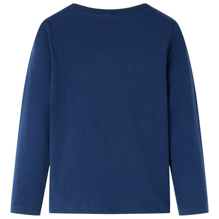 Langærmet T-shirt til børn str. 116 marineblå