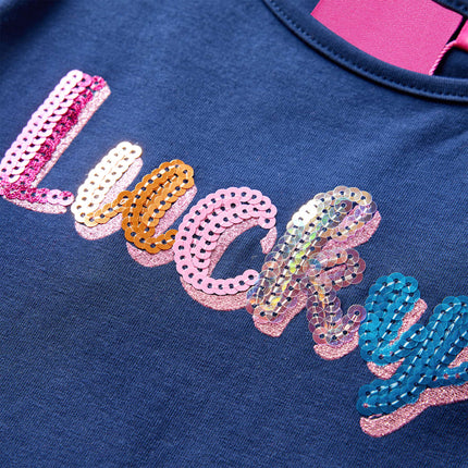 Langærmet T-shirt til børn str. 116 marineblå
