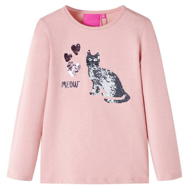 Langærmet T-shirt til børn str. 104 lyserød