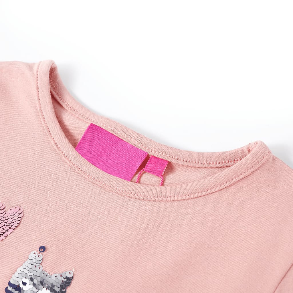 Langærmet T-shirt til børn str. 104 lyserød