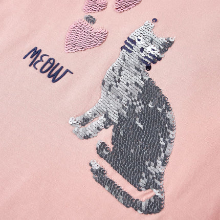 Langærmet T-shirt til børn str. 128 lyserød