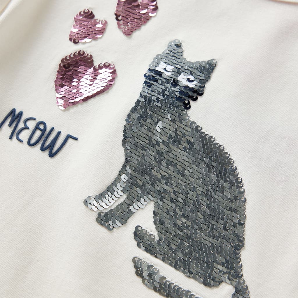 Langærmet T-shirt til børn str. 104 ecrufarvet
