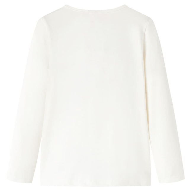 Langærmet T-shirt til børn str. 128 ecrufarvet