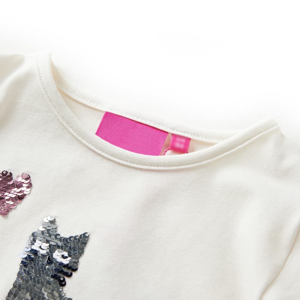 Langærmet T-shirt til børn str. 128 ecrufarvet