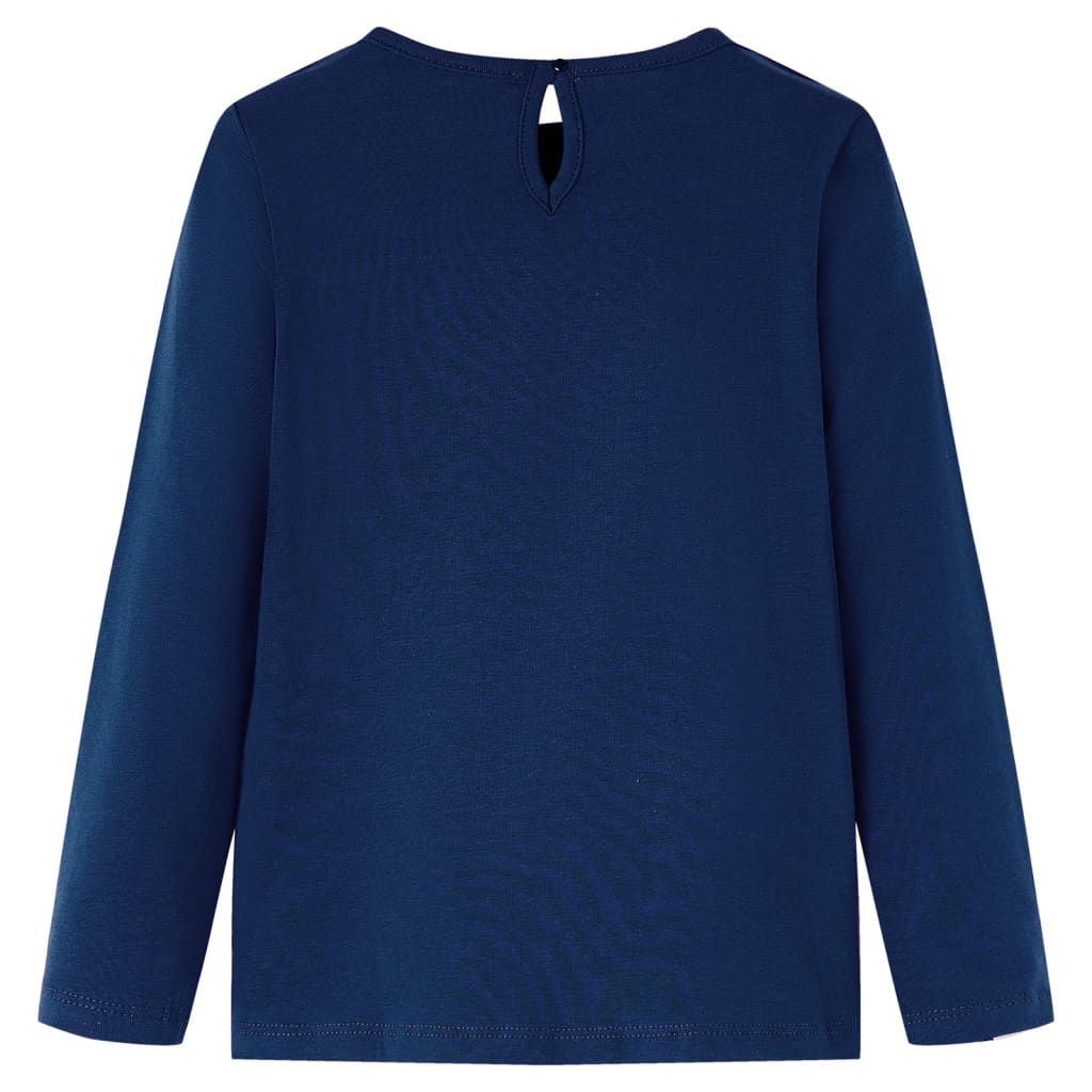 Langærmet T-shirt til børn str. 104 marineblå