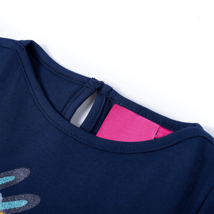 Langærmet T-shirt til børn str. 104 marineblå