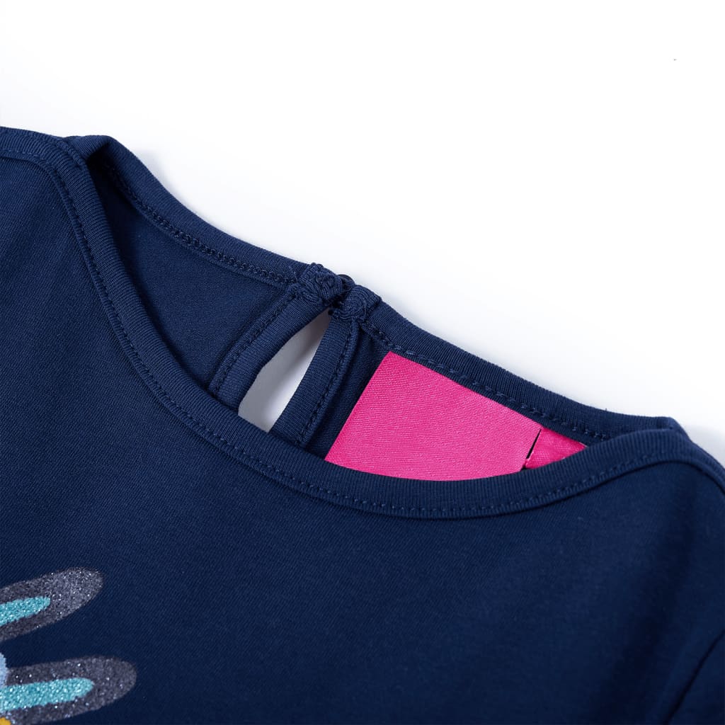 Langærmet T-shirt til børn str. 104 marineblå