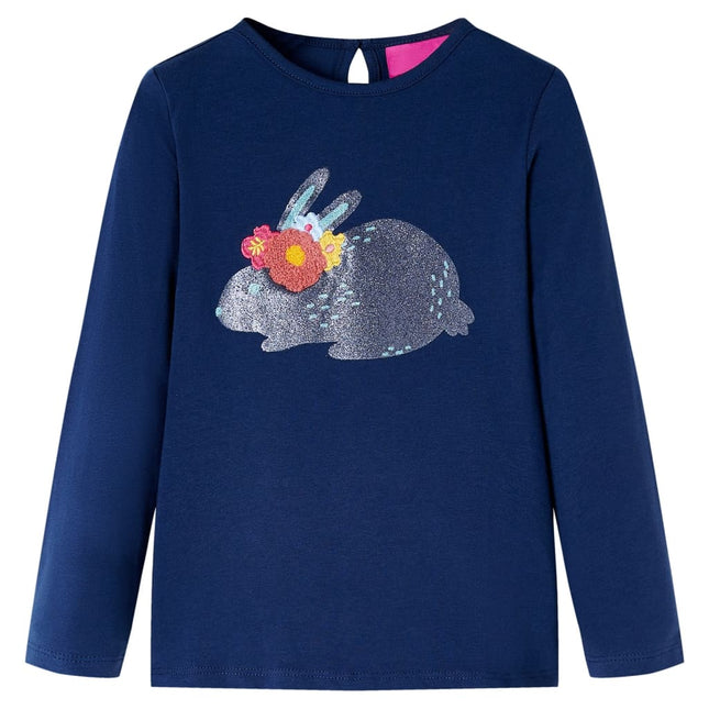 Langærmet T-shirt til børn str. 116 marineblå