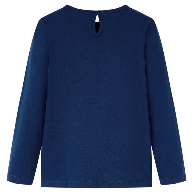 Langærmet T-shirt til børn str. 116 marineblå