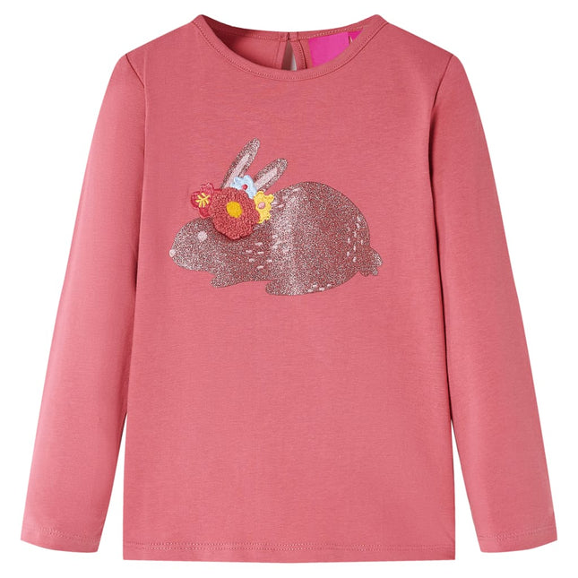 Langærmet T-shirt til børn str. 140 gammelrosa