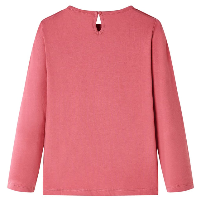 Langærmet T-shirt til børn str. 140 gammelrosa
